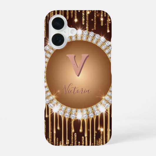 Persoonlijke luxe monogramletter iPhone 16 hoesje (Achterkant)