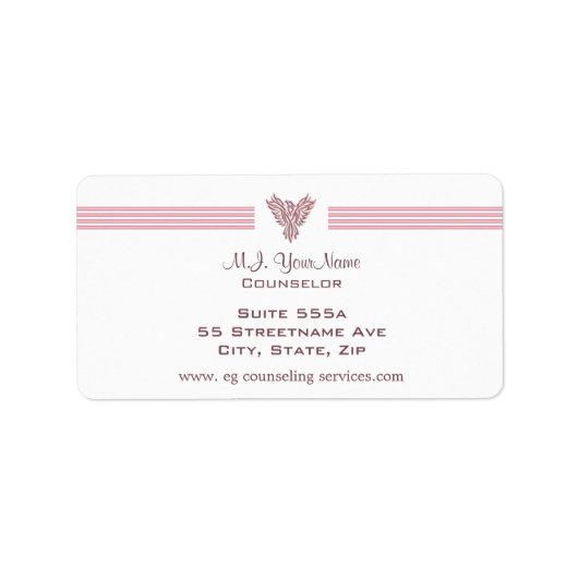 Persoonlijke luxe strepen en roze fenix van de raa etiket (Voorkant)