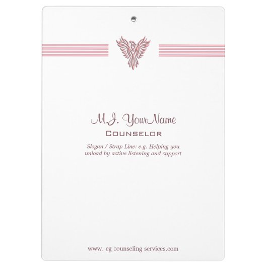 Persoonlijke luxe strepen en roze fenix van de raa klembord (Achterkant)