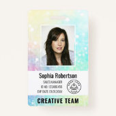 Persoonlijke Luxury Glitter Employee Foto Badge (Voorkant)