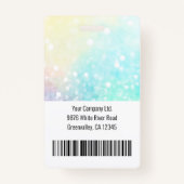 Persoonlijke Luxury Glitter Employee Foto Badge (Achterkant)