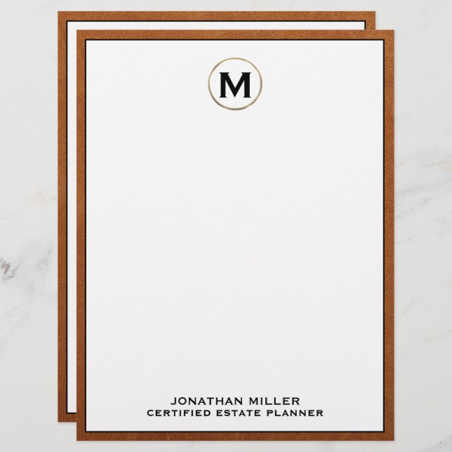 Persoonlijke Luxury Monogram Letterhoofd Titel Briefhoofd (Voorkant / Achterkant)