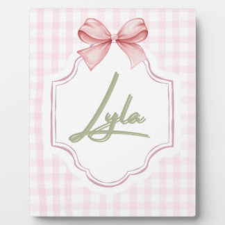 Persoonlijke Lyla Baby Meisje Nursery Boog&Gingham Fotoplaat