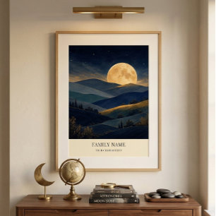 Persoonlijke maanopkomst landschapskunstposter poster