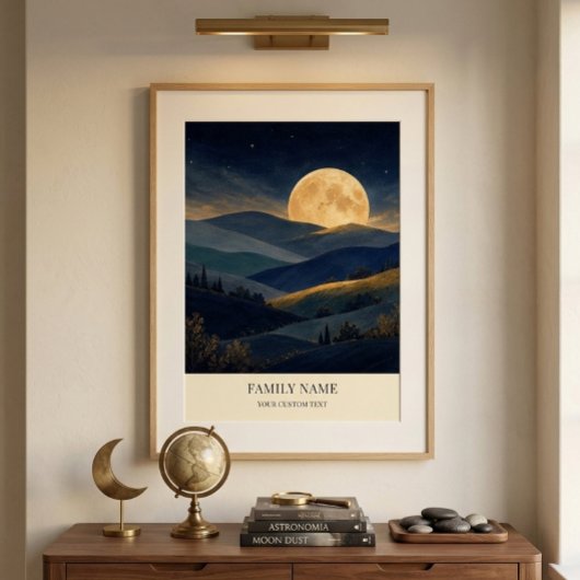 Persoonlijke maanopkomst landschapskunstposter poster