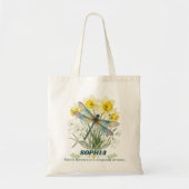 Persoonlijke maart geboortebloem Iris Libel Tote Bag (Voorkant)