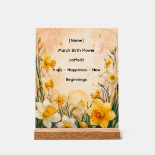 Persoonlijke maart geboortebloem Narcis Acryl Bord