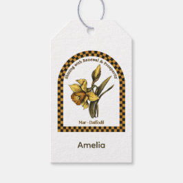 Persoonlijke maart geboortemaand bloem cadeaulabel