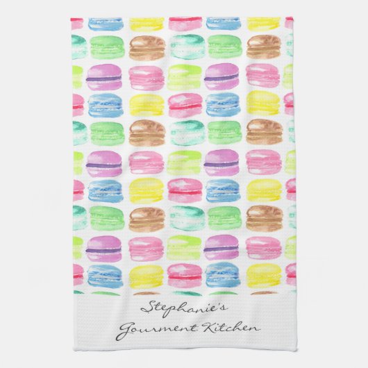 Persoonlijke Macaroon-waterverf Cute Theedoek (Verticaal)