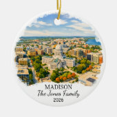 Persoonlijke Madison Versiering, Aangepaste Wiscon Keramisch Ornament (Voorkant)