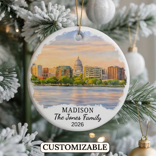 Persoonlijke Madison Versiering, Aangepaste Wiscon Keramisch Ornament