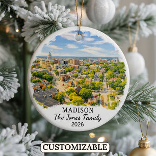 Persoonlijke Madison Versiering, Aangepaste Wiscon Keramisch Ornament