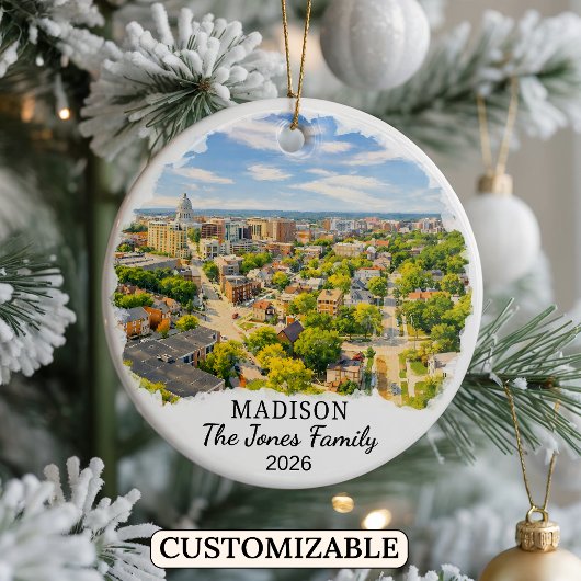 Persoonlijke Madison Versiering, Aangepaste Wiscon Keramisch Ornament