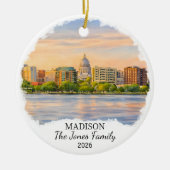 Persoonlijke Madison Versiering, Aangepaste Wiscon Keramisch Ornament (Voorkant)