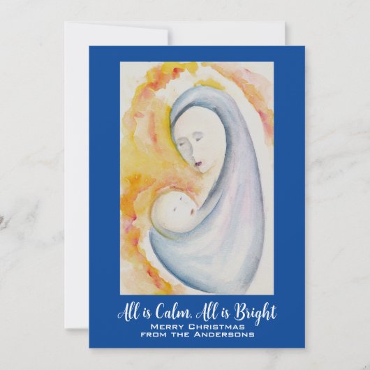 Persoonlijke Madonna met kind aquarel Feestdagenkaart (Voorkant)