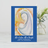 Persoonlijke Madonna met kind aquarel Feestdagenkaart (Staand voorkant)