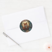 Persoonlijke Magical Moonlit Celtic Fox Branding Ronde Sticker (Envelop)
