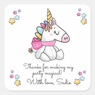 Persoonlijke Magische Gedetailleerde Unicorn Dank  Vierkante Sticker