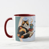 Persoonlijke Magische Teal Calico Kat & Koffiemok Mok (Links)