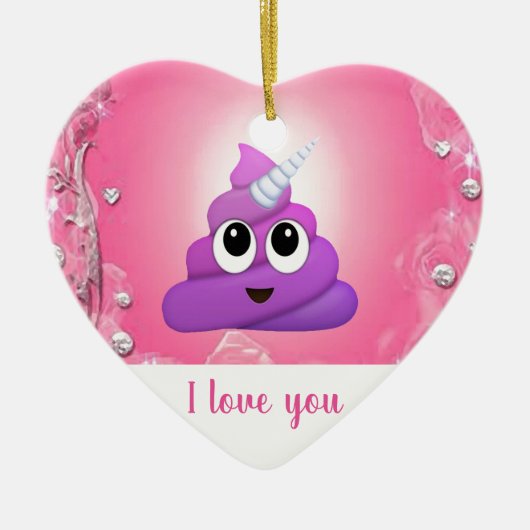 Persoonlijke Magische Unicorn Poop Emoji Keramisch Ornament (Voorkant)