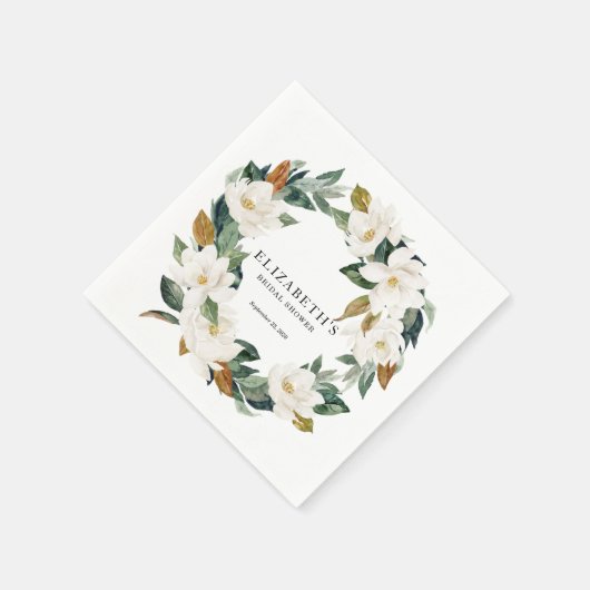 Persoonlijke Magnolia Bruiloftsshower Servetten (Hoek)