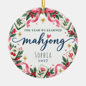Persoonlijke Mahjong Kerst Ornament Naam/Jaar (Voorkant)