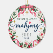 Persoonlijke Mahjong Kerst Ornament Naam/Jaar (Links)
