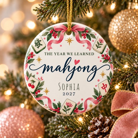 Persoonlijke Mahjong Kerst Ornament Naam/Jaar