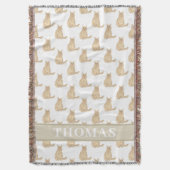 Persoonlijke Maine Coon Kat (Oranje) Roze & Wit Deken (Voorkant Verticaal)