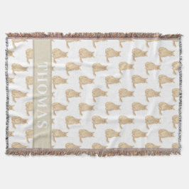 Persoonlijke Maine Coon Kat (Oranje) Roze & Wit Deken