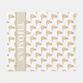 Persoonlijke Maine Coon Kat (Oranje) Roze & Wit Fleece Deken (Voorkant (Horizontaal))