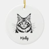 Persoonlijke Maine Coon Kerstkat Keramisch Ornament (Voorkant)