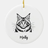 Persoonlijke Maine Coon Kerstkat Keramisch Ornament (Achterkant)