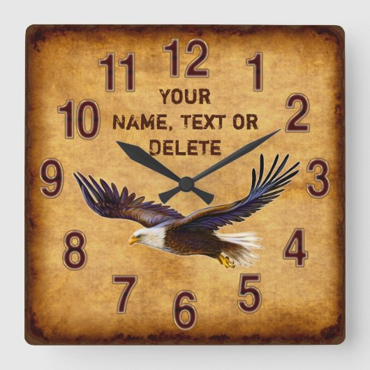 Persoonlijke Majestic, Eagle Wall Clock Vierkante Klok (Voorkant)