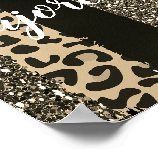 Persoonlijke Majorette Faux Cheetah en Glitter Poster (Hoek)