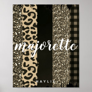 Persoonlijke Majorette Faux Cheetah en Glitter Poster
