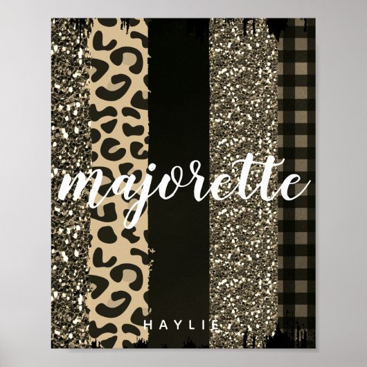 Persoonlijke Majorette Faux Cheetah en Glitter Poster (Voorkant)