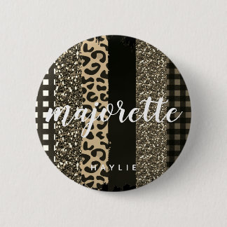 Persoonlijke Majorette Faux Cheetah en Glitter Ronde Button 5,7 Cm