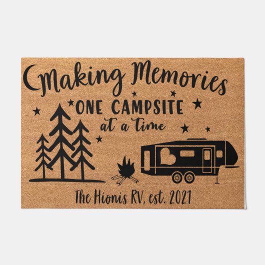 Persoonlijke Making Memories Campsite Doormat Deurmat (Voorkant)