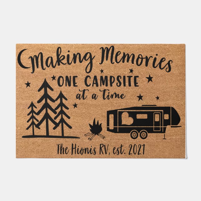 Persoonlijke Making Memories Campsite Doormat Deurmat (Voorkant)