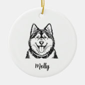 Persoonlijke Malamute-hond Kerstmis Keramisch Ornament (Voorkant)