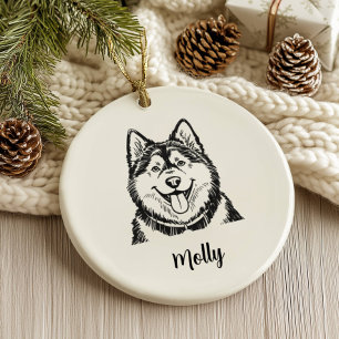 Persoonlijke Malamute-hond Kerstmis Keramisch Ornament