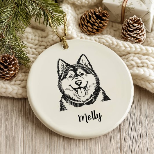 Persoonlijke Malamute-hond Kerstmis Keramisch Ornament