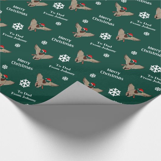 Persoonlijke Mallard Duck Santa Kerstmis Cadeaupapier (Hoek)