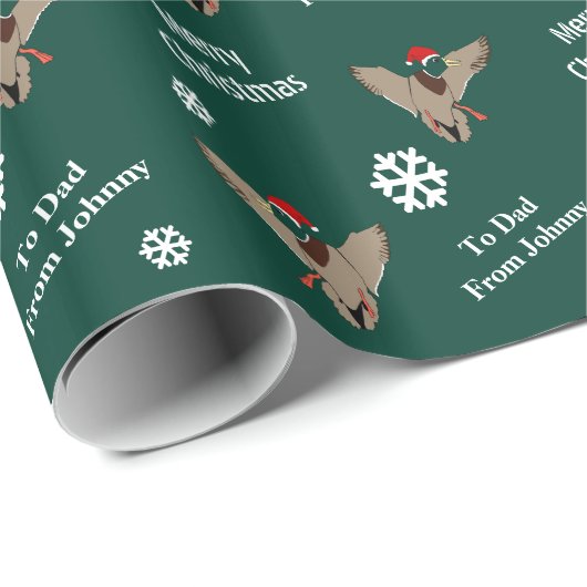 Persoonlijke Mallard Duck Santa Kerstmis Cadeaupapier (Rol Hoek)