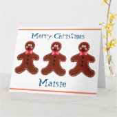 Persoonlijke Malse Kerst Gingerbread Man  Kaart (Gele Bloem)