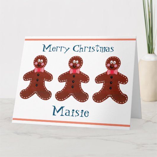 Persoonlijke Malse Kerst Gingerbread Man  Kaart (Voorkant)