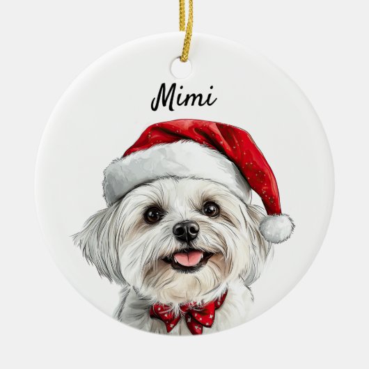 Persoonlijke Maltezer Hond Keramisch Ornament (Voorkant)