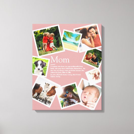 Persoonlijke mam Definition 9 Foto Blush Pink Canvas Afdruk (Voorkant)