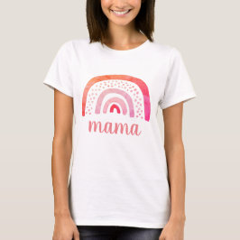 Persoonlijke Mama Boho Roze Oranje Regenboog T-shirt